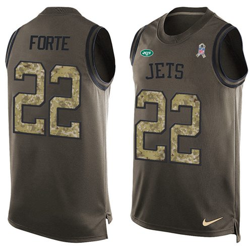 Nike Jets #22 Matt Forte Green Men's Stitched NFL Limited Salute To Service Tank Top Jersey